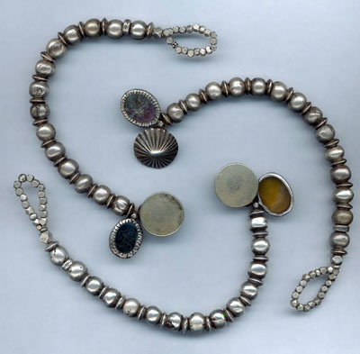 Antique Dowry Silver Bracelets with Stone Charms