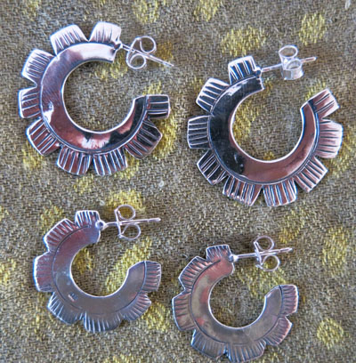 Silver Tribal Earrings, Thailand Silver Tribal Earrings, Thailand