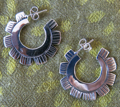 Silver Tribal Earrings, Thailand Silver Tribal Earrings, Thailand