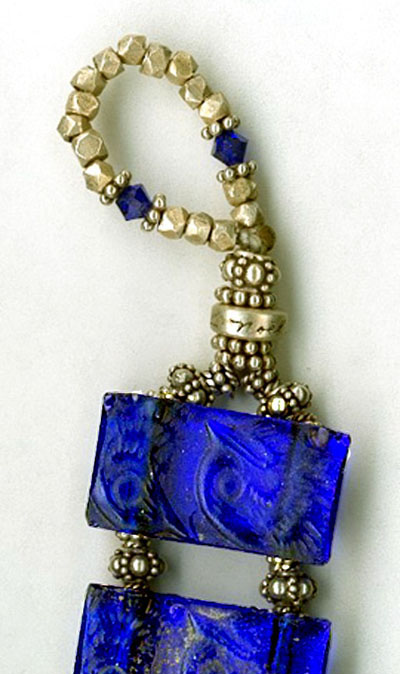 Detail: Noel Signature Clasp with Lalique Cobalt Glass Detail: Noel Signature Clasp with Lalique Cobalt Glass